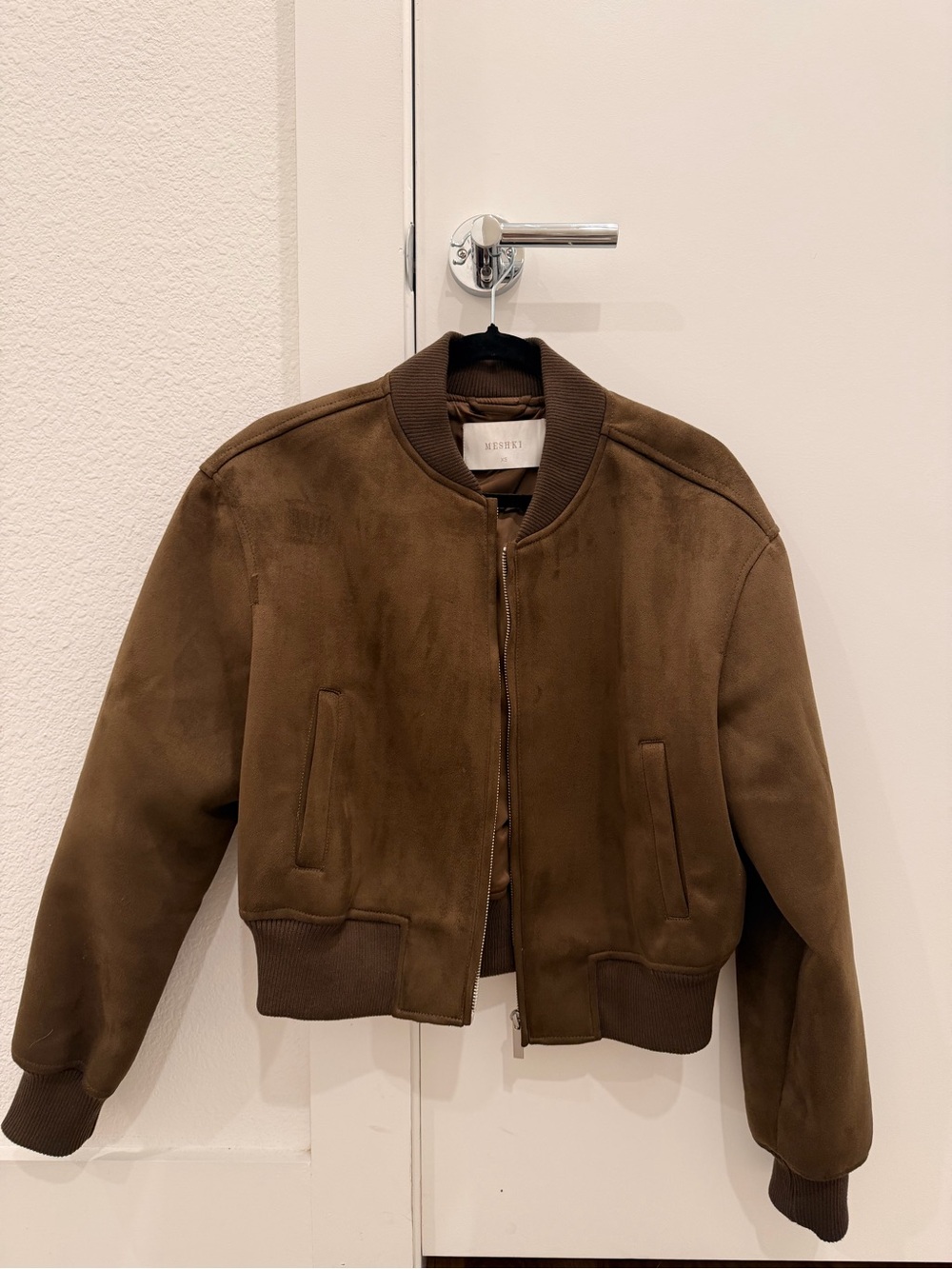Meshki Brown Suede Bomber Jacket